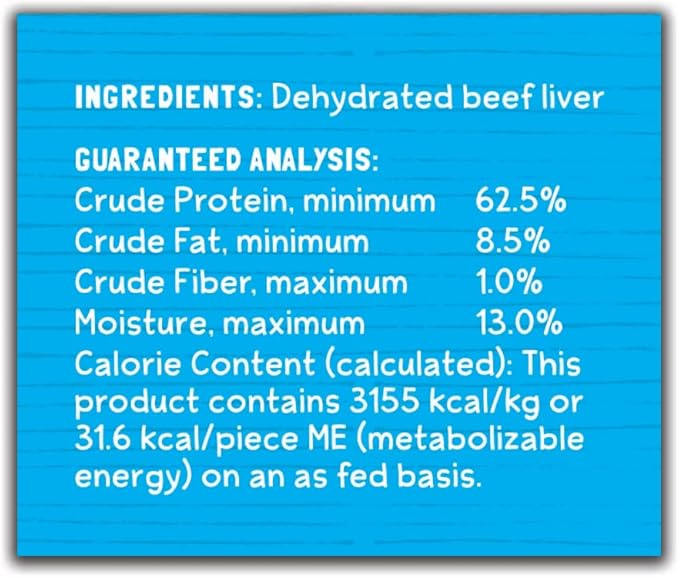 Bare Bites - 100% All Natural Dehydrated Beef Liver Dog and Cat Treats (6 Ounce Bag) (6 Ounce Bag)