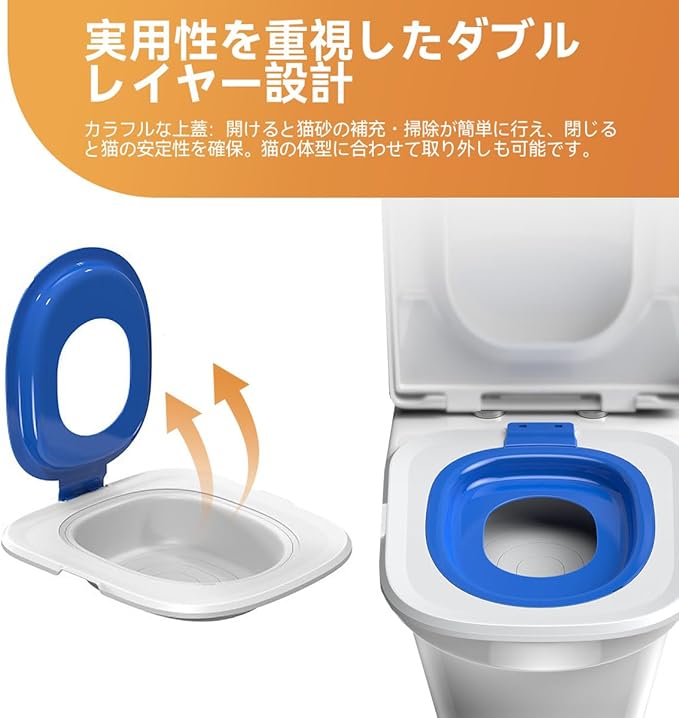 Cat Toilet Trainer Kit | Cat Potty Training Kit | Toilet Training for Cats & Cat Box（Blue）