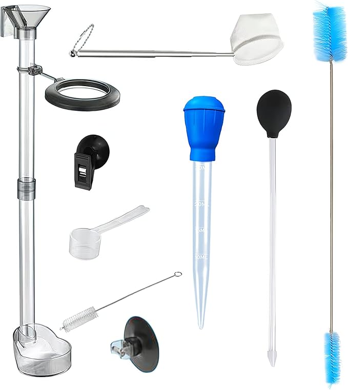 Aquarium Fish and Shrimp Feeding Dish Set, Fish Shrimp Feeder Tube Kit, Perfect for Your Aquatic Pets, with Feeding Ring and Cleaning Brush