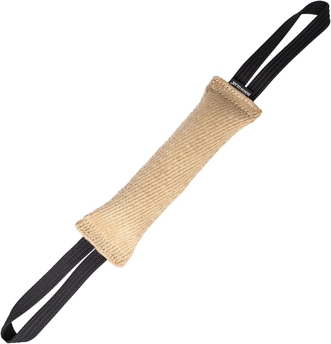 Dingo Gear, Natural Jute tug Toy for Dog Training Agility tug of war, Bumper Toy Dog bite, 2 Handles 11" S00146