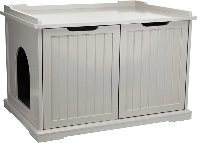 Trixie XL Furniture Litter Box Enclosure (Gray), Hidden Litter Box for Cats with Openings on Either Ends & Large Ventilations Slots, Double Doors for Easy Cleaning, Removable Divider