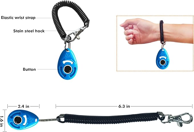 MODUS Pet Training Clicker for Dogs - Clicker with Adjustable Wrist Strap - Positive Reinforcement Clicker for Dogs, Cats, Puppies(Blue)