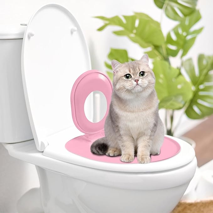 Cat Toilet Training Pad,2026 Cat Toilet Training Kit,Reusable Thrainer,Trainig Seat Tool,Washable Cleaning Pad for Cats,Portable Trainer for Home Pet Shop Pet Care,Easy Installation (Pink)