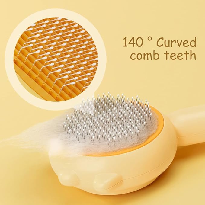 Cute Cat Ear Pet Brush – Self Cleaning Grooming Tool for Cats & Dogs – Light Purple