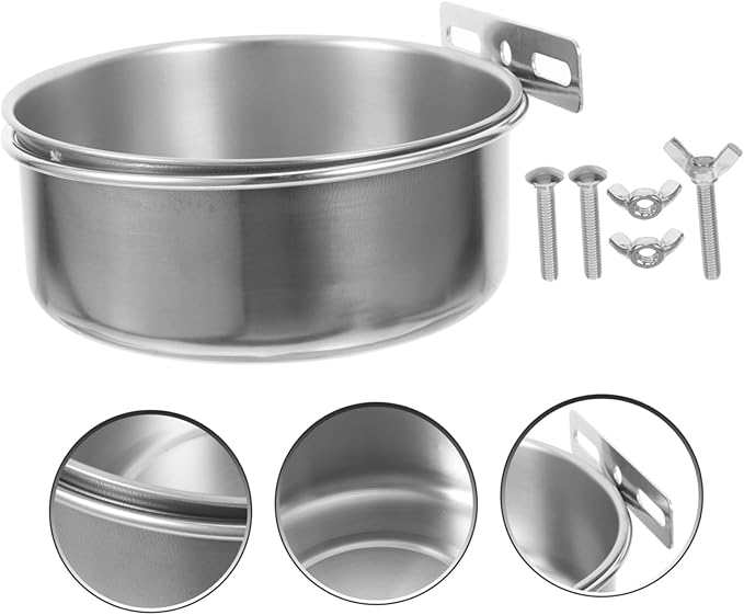 Stainless Steel Parrot Bowl with Clamp Holder Versatile Food Water Dish for Parakeets Lovebirds Conures and Cockatiels Nonslip Base for Stability and Reduced Mess Durable Bird Cage