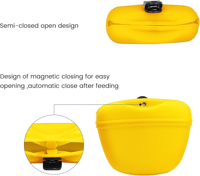AUDWUD Silicone Dog Treat Pouch,with Dog Training Clicker,Clip on Portable Training Container,Convenient Magnetic Buckle Closing and Upgraded Waist Clip for Enhanced Stability