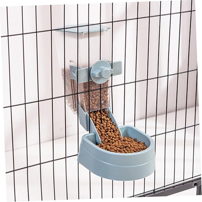 DOITOOL Hanging Automatic Bird Feeder Small Pet Feeder with Food Dispenser Blue for Indoor Bird Cage and Hamster Cage Accessories