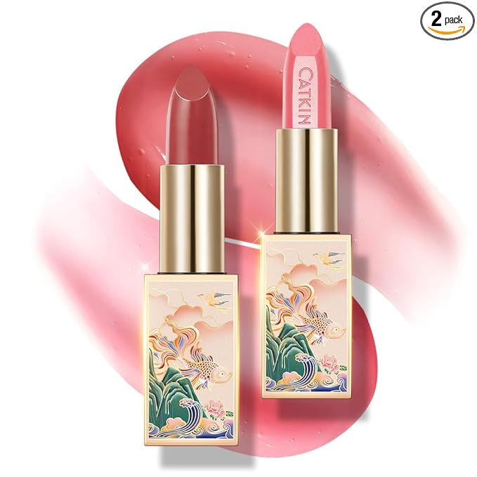 CATKIN Lip Balm Color Tinted Changing Lipstick Ultra Hydrating Lip Moistrurizer Lip Care with Vitamin E Nourishing For Cracked & Dry Lips 0.12 oz 2pcs (04+08)