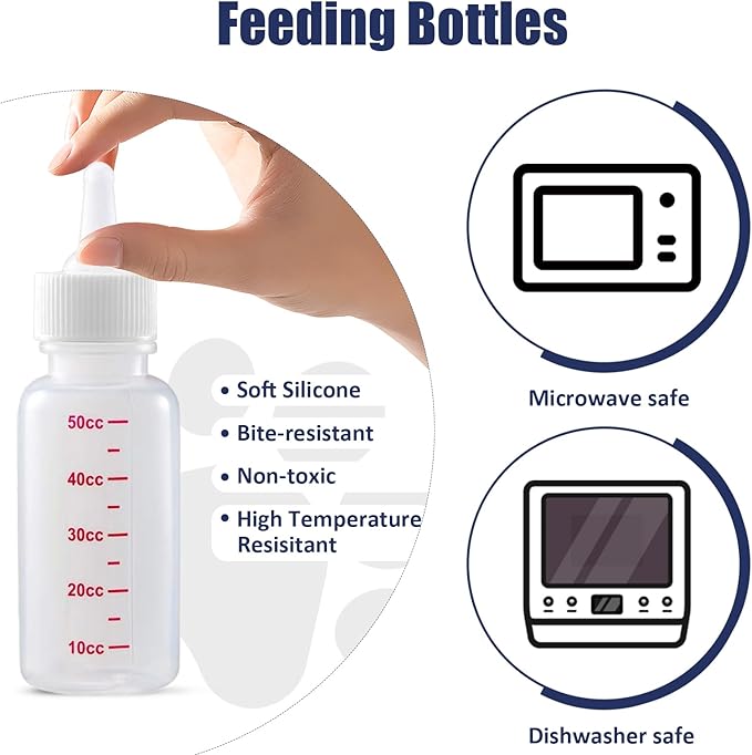 Kitten Bottle Feeding Kit, Pet Bottle, Silicone Nipples, 10 FR Feeding Tube, Pet Pill Shooter, Aspirator Bulb, Small Animal Feeding Supplies, for Tiny Animal, Kitten, Puppy, Rabbit, Squirrels