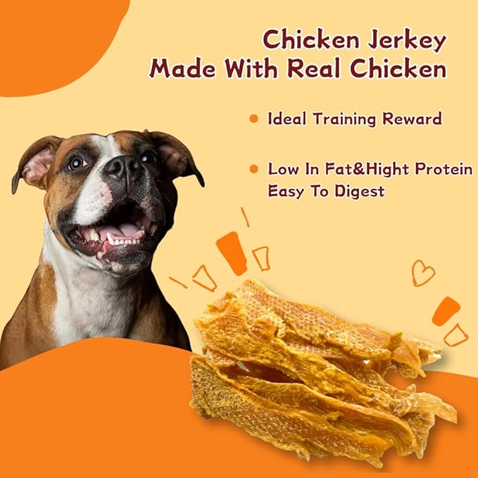 Air-Dried Chicken Jerky Dog Treats, High-Protein & Grain-Free Tender Snacks, All Natural Single Ingredient Training Reward for All Dogs, 5.29 Ounce (2 Pack x 5.29 Ounce(Pack of 2),Chicken)