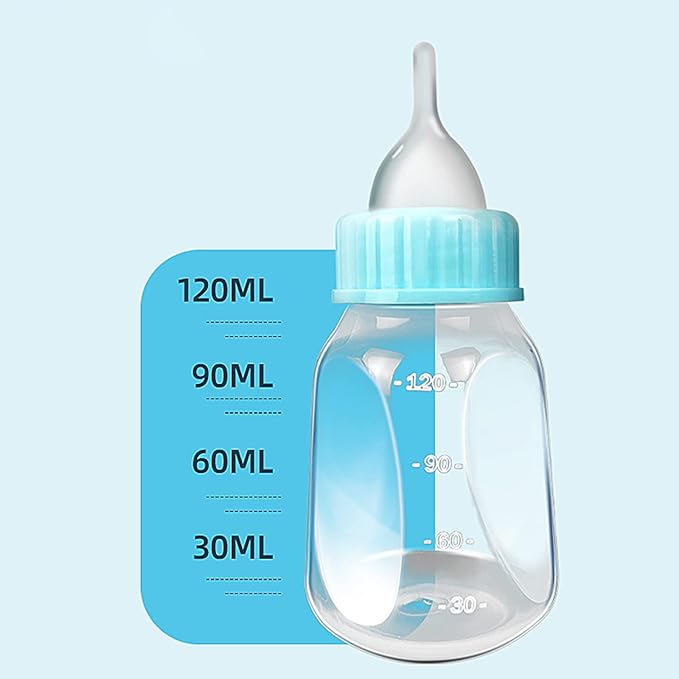 Pet Feeding Bottle Kit - 4 Oz Milk Water Dispenser - Nipple Brush Set - Suitable for Kittens, Puppies, Small Dogs - Leak Proof, Silicone Materials