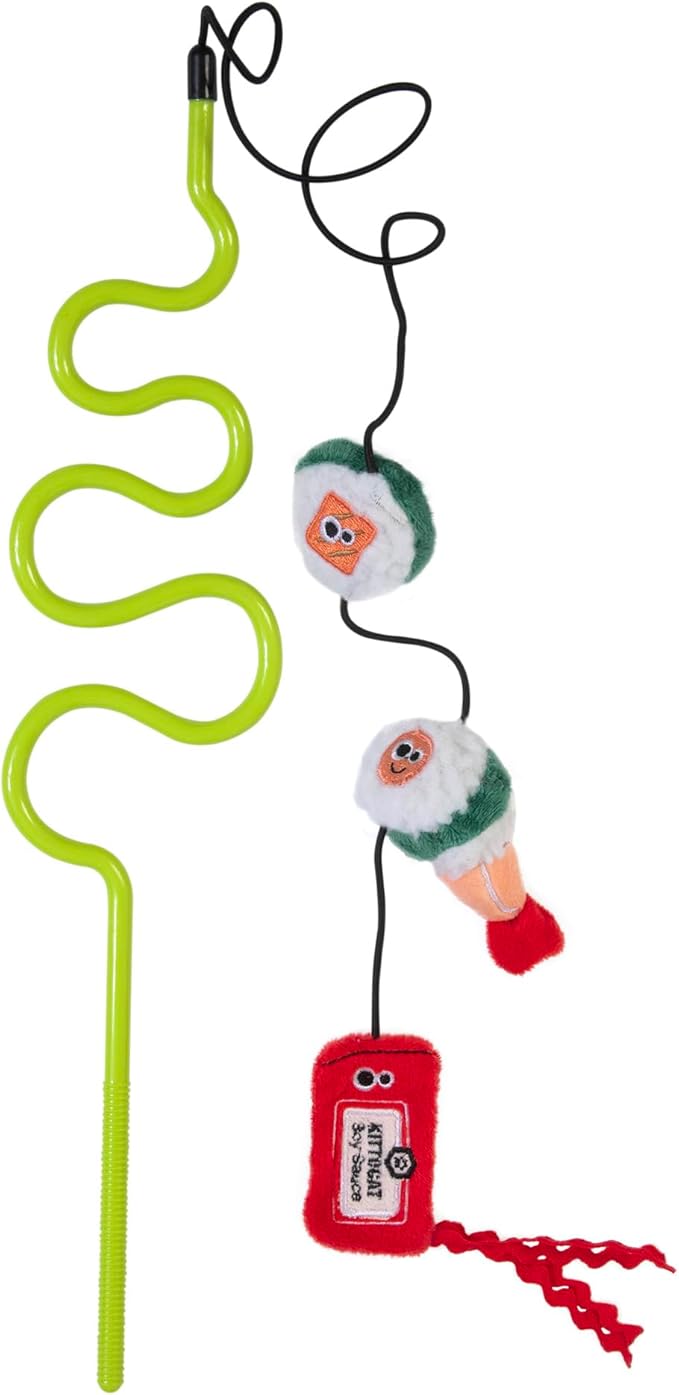 Mad Cat Sushi Swatter Wand with Catnip & Silvervine Cat Toy, Pack of 1