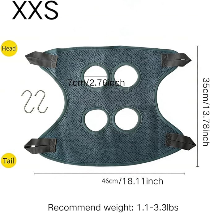 Rabbit Grooming Hammock with Safety Belt for Nail Clipping, Grooming, Bunny Bathing Bag for Nail Trimming, Cat Claw Care Bag, Small Animal Grooming Harness (Red,XX-Small)