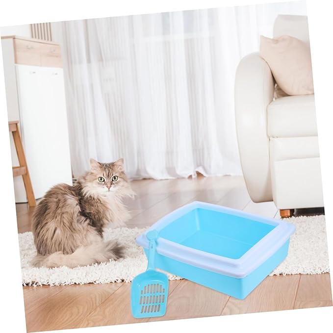 YARNOW Cat Litter Toilet Training System Cat Toilet Trainer Litter Tray Flap System Kitten Training Small Boxes for s Abs Sky-Blue