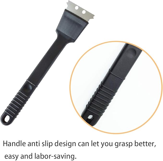 Stainless Steel Bird Droppings Cleaning Brush with Scraper, Long Handle Birdcage Cleaner Tool for Parrot Pet Cage Accessories, Poop Remover(Black)