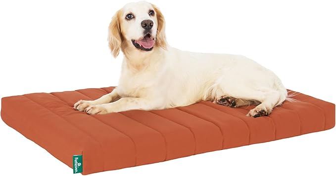 Furhaven Orthopedic Dog Bed – Puffy Quilted Foam Mattress with Removable Washable Cover, Soft & Supportive for Kennels & Crates - Large, Rust