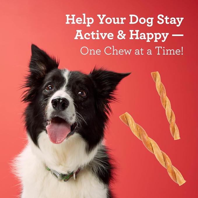 DreamBone CollaYUMS Twists Plus Collagen Chews for Dogs, 10 Count, Treat Your Dog to Rawhide-Free Chews Made with Chicken, Vegetables and Peanut Butter