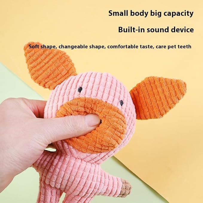 Plush Squeaky Pet Toy - Cute Animal Design Dog & Cat Toy - Soft & Durable Chew Toy for Interactive Play & Self-Entertainment (Rabbit)