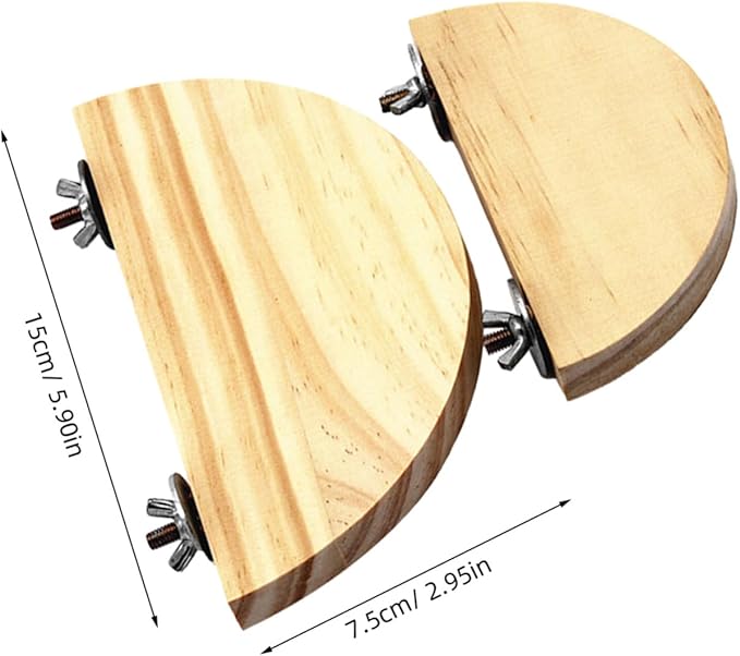2 Pcs Parrot Wood Semicircle Stands for Small Animals Hamster Platform Jumping Board Sturdy PET Bird Cage Accessories