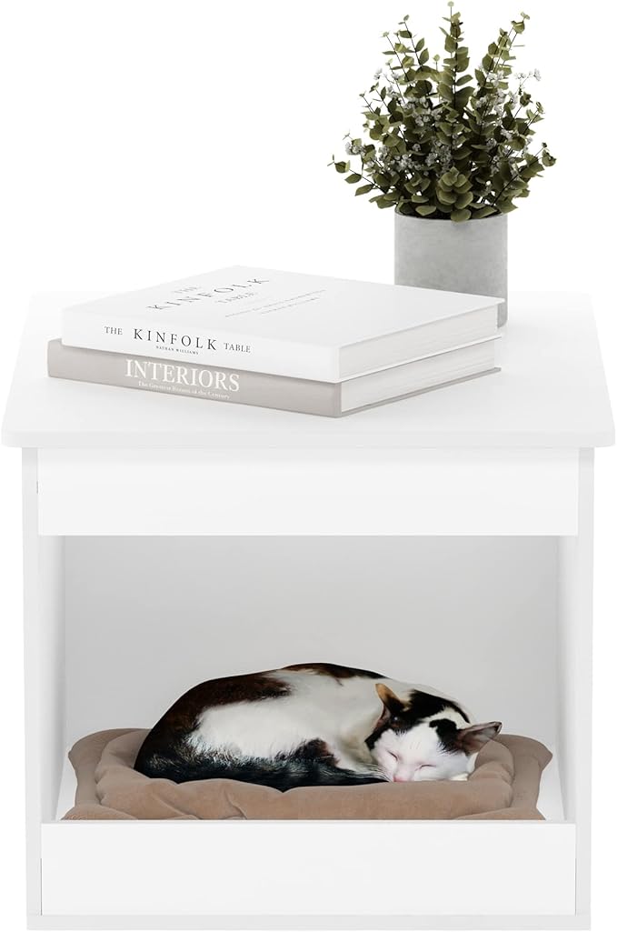 Furinno Peli Top Opening Litter Box Enclosure, Solid White