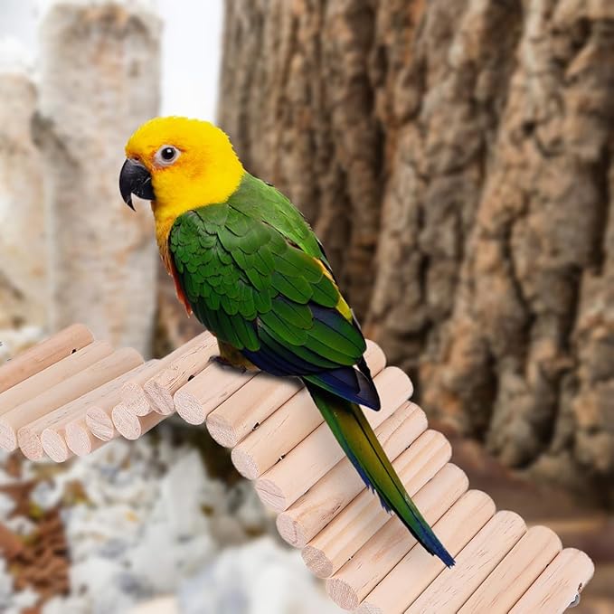Wooden Hamster Hanging Climbing Ladder Bridge 7.5x30cm Bendable Pet Chew for Small Animals and Birds Cage Accessories