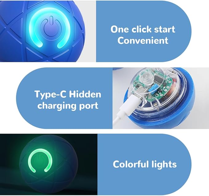 Interactive Dog Toys for Small Dogs, 2026 New Dog Balls Automatic Rolling Ball for Puppy Small Medium Dog and Cat, Self Moving Jumping Bouncing and Rotating Pets Toy to Keep Them Busy (Blue+Orange)