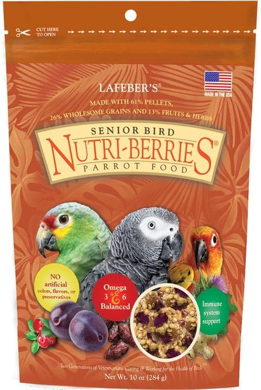 LAFEBER'S Senior Bird Nutri-Berries Pet Bird Food, Made with Non-GMO and Human-Grade Ingredients, for Parrots, 10 oz