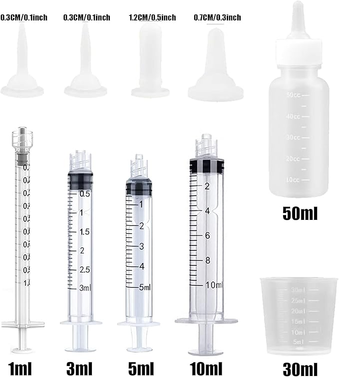 Suxgumoe Kitten Puppy Feeding Bottles and Syringes with Nipples, Small Animals Milk Bottles Feeding Tools for Newborn Kittens, Puppies, Rabbits