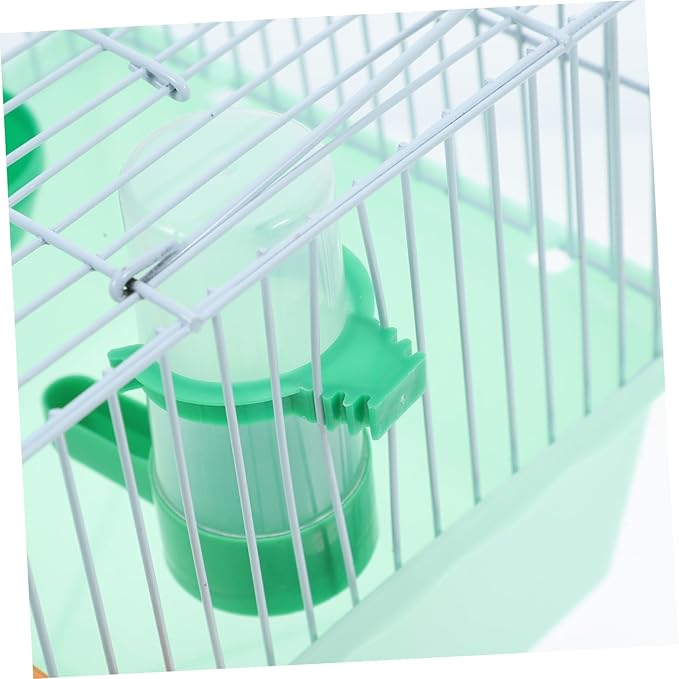 POPETPOP Portable Bird Cage Waterer and Food Box for Travel Spacious Metal Bird Carrier Perch for Parrots and Lovebirds Easy to Clean and Store