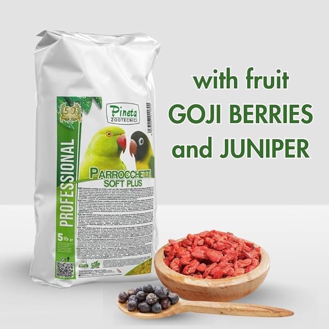 Pineta Parrochetti SoftPlus 5Lb - Breeding Paste for Parrots, Lovebirds, Cockatiels, Rosellas – Nutrient-Rich Fruit & Berry Food – Ideal for Growth, Molting, and Reproduction