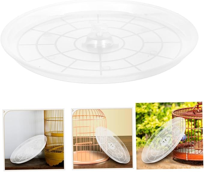 Happyyami 2pcs Transparent Bird Cage Tray for Small Animals Durable Plastic Litter Holder Replacement for Parakeet Budgie and Small Birds