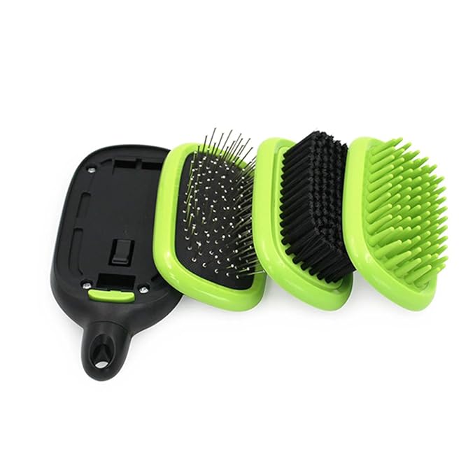 H&H Pets Grooming Kit for Dogs & Cats - 3 in 1 Professional Pet Brush - Bath Massage, Pin Slicker & Bristle Brush - Lightweight & Compact for Everyday Use