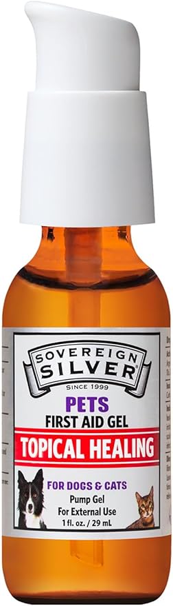 Sovereign Silver First Aid Gel for Pets - Topical Healing for Dogs and Cats, 1oz Pump Gel