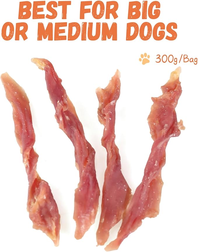 Pawmate Duck Jerky Dog Treats, Natural Healthy Duck Twisted Strips with 1% Taurine, High Protain Low Fat Dog Training Rewards Treats for Small Medium Large Breeds, 10.6 oz