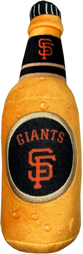 Pets First MLB San Francisco Giants Stadium Beer Bottle Plush Dog Toy-Cutest Plush Toy for Dogs & Cats with Inner Squeaker & Premium Embroidery of Baseball Team Name & Logo