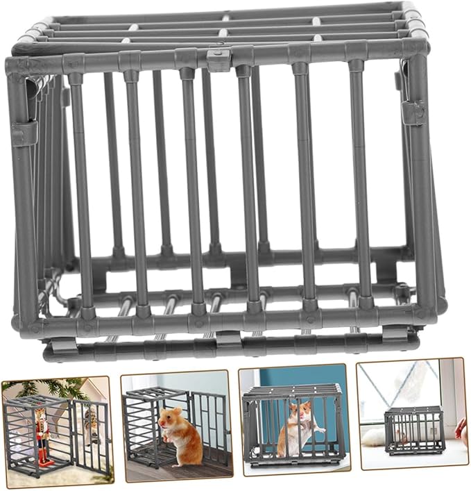 Mipcase 3pcs Mini Animal Pen Model Small Hamster Cage Birdcage Decor Rat Toy Guinea Pig Cage Accessory