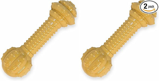 Nylabone Power Chew Barbell Bone Chew Toy for Dogs, Durable Dog Toy, Peanut Butter Flavor, Large - Up to 50 lbs. (1 Count) (Pack of 2)