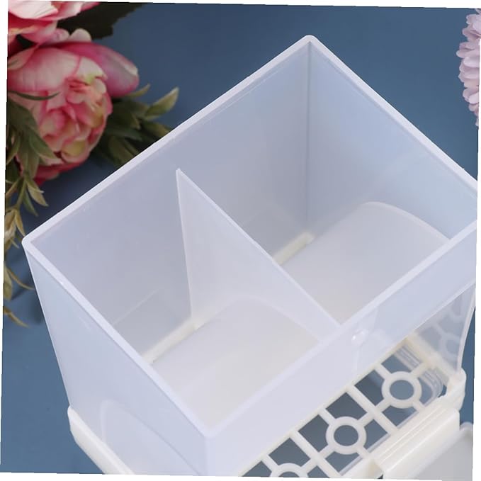TEHAUX Parrot Automatic Feeding Bowl with Splash Guard Beige Drinking Feeding Dish Bird Cage Feeder for Pet Parrots