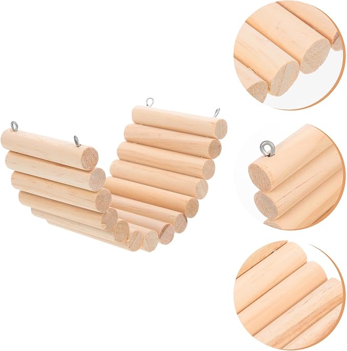 BESPORTBLE Bite-Resistant Wooden Hamster Ladder for Climbing and Exercise Easy Installation Multi-Function Natural Wood Ladder Plaything for Small Pets and Birds Cage Accessory
