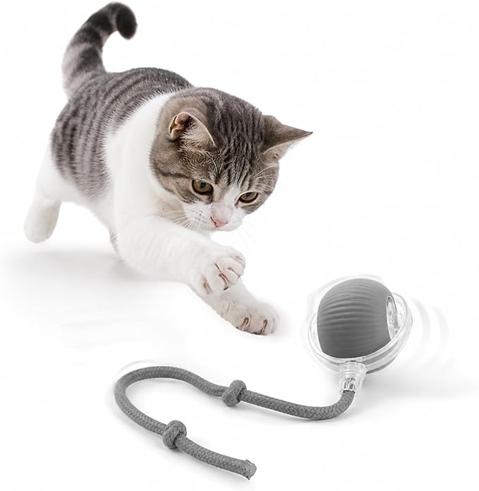 Cat Ball Toy,New Interactive Rolling Cats Dog Toy Balls 360° Smart Automatic Rolling Pet Ball, Fast Moving Toy for Dog,Interactive Toys for Cats (Grey)