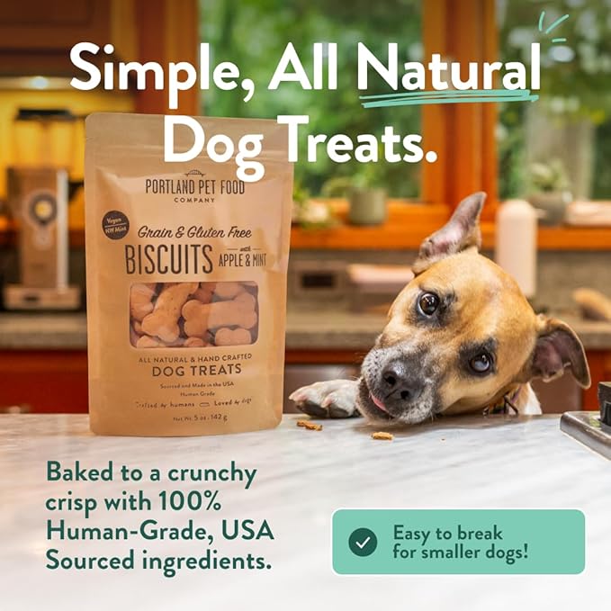 Portland Pet Food Company Healthy Dog Treats Vegan Variety Pack - Grain-Free, Human-Grade Apple Mint, Gingerbread, Pumpkin Treats - Natural Training Biscuits for All Ages & Sizes, Made in USA - 3 Pack