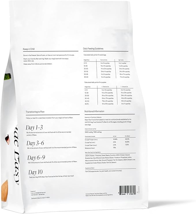 Maev Human-Grade Chicken Dog Food, Skin & Coat Formula, Whole Ingredient, Gluten-Free, High Protein Puppy & Dog Food, 20 lb