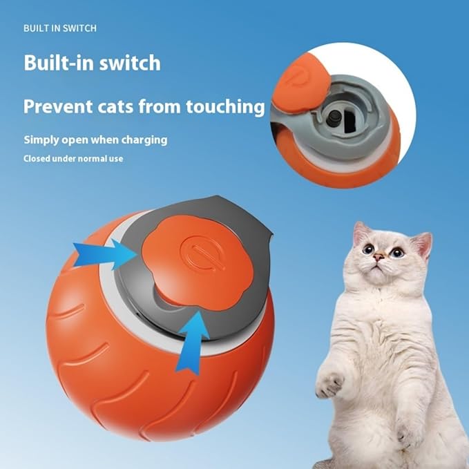 Interactive Automatic Cat Toy Ball with Bionic Tail – USB Rechargeable, Quiet Self-Moving Pet Toy for Indoor Cats