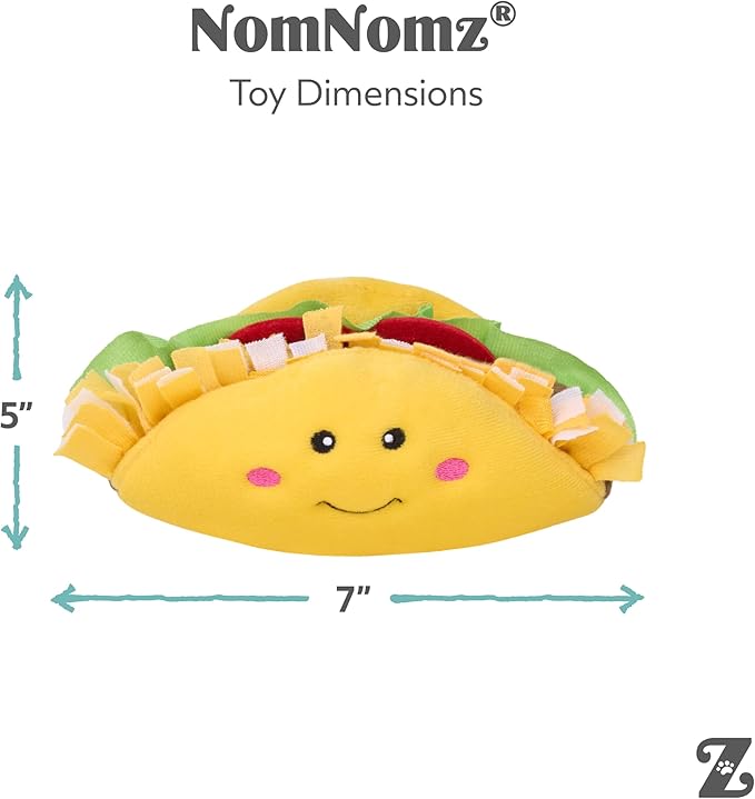 ZippyPaws NomNomz - Dog Squeaky Toys to Keep Them Busy, Funny Food Plush for Small & Medium Dogs, Cute Stuffed Puppy Toy, Pet Products, Gift for Dogs of All Breeds, Soft and Cuddly - Taco & Avocado