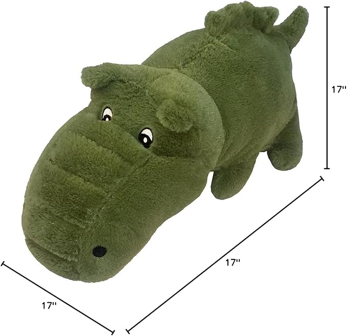 Petlou Durable Plush Dog and Cat Toys with Multi-Squeaks and Crinkle Paper .17-Inch Alligator Green