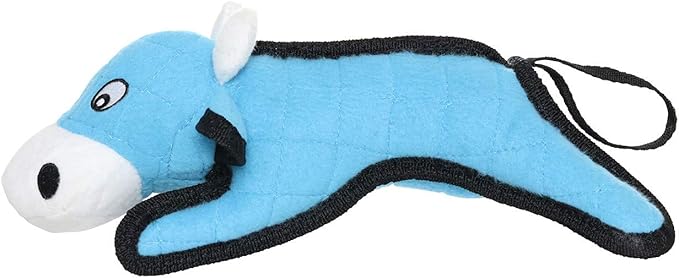 TUFFY - World's Tuffest Soft Dog Toy -Barnyard- Multiple Layers. Made Durable, Strong & Tough. Interactive Play (Tug, Toss & Fetch). Machine Washable & Floats. (Cow, Jr 2 Pack)
