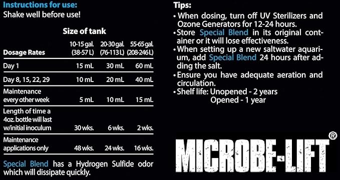 MICROBE-LIFT Special Blend Aquarium Water Care Treatment, Cleaner & Clarifier for Fresh and Saltwater Fish Tanks, Reduces Maintenance & Helps with Aquarium Algae Control and Odor, 16 Ounces (SBH16)