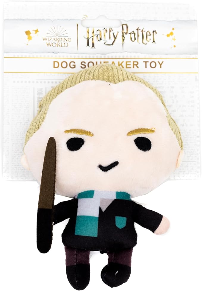 Buckle-Down The Wizarding World of Harry Potter Squeaky Plush Dog Toy for Large, Medium & Small Dogs, Draco Malfoy Standing Charm Full Body Pose, 2.5" x 5.5"