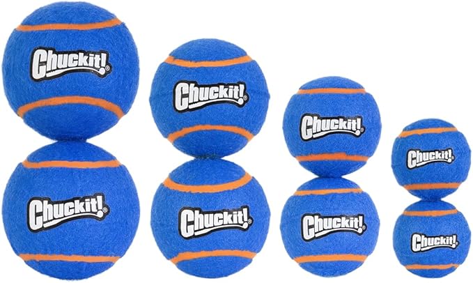 Chuckit! Squeaker Tennis Ball Dog Toy, Small (2 Inch Diameter) Pack of 2, for Breeds 0-20 lbs