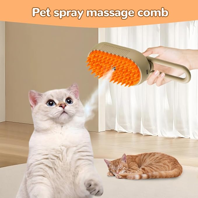 2026 New Cat Steam Brush, 3 in 1 Pet Steam Groomer Comb, Rechargeable Pet Steam Groomer Brush for Massaging and Cleaning Shedding Pets Hair, Anti-Static Hair Removal Comb for Cats Dogs (White)